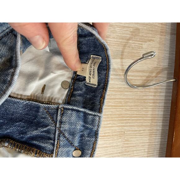 Madewell "The Perfect Vintage Crop Jean" Blue Jeans Size 24 Denim Distressed - Picture 7 of 8